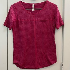 Lululemon Pink Striped Short Sleeve Shirt | Size 2